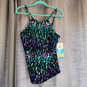 Caribbean Joe Swim Solutions High-Neck Tankini Top